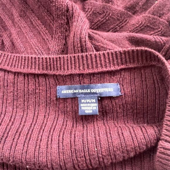 American Eagle Ribbed Knit Dress M Y2K Whimsigoth Preppy Pointelle Dark Academia - Picture 9 of 15